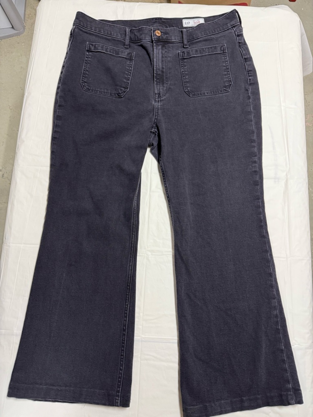 GAP 70s Flare Jeans Womens 33 High Rise Gray Vintage Style Wide Leg